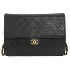 Chanel Black Vintage 1997 Quilted Leather Half Flap Push Lock Bag