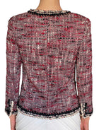 Chanel 2010 Red Tweed Boucle Ruthenium Button Jacket - FR 36 / US 2