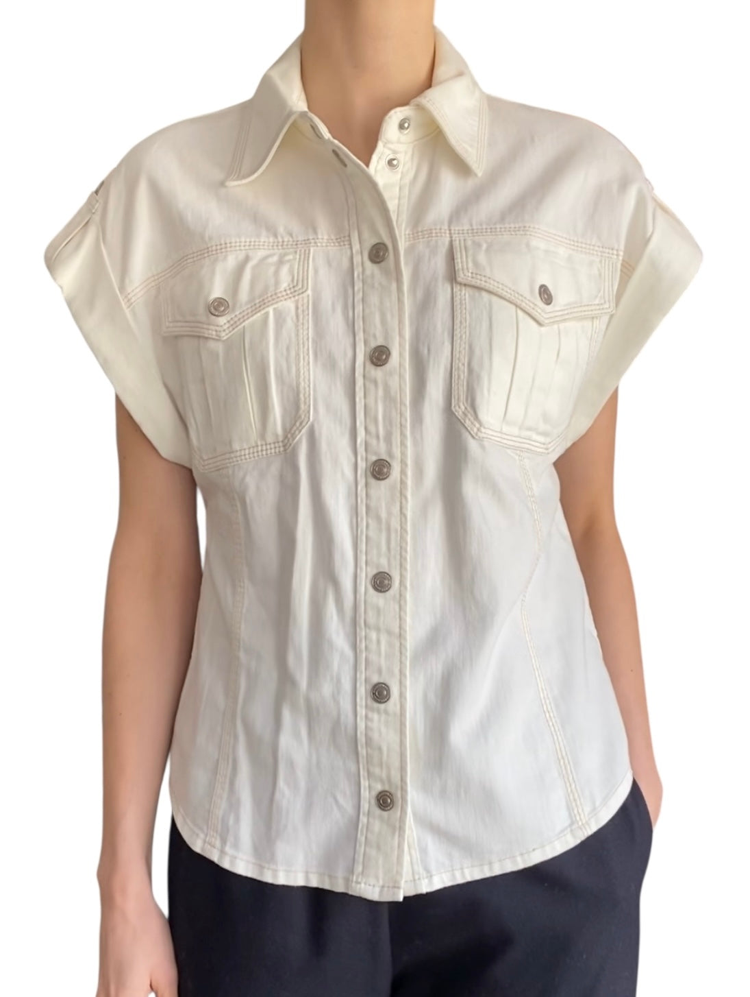 Zimmermann White “Junie” Utility Denim Shirt - 1 / US 4-6