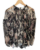 Zimmermann Green Brown Silk Floral Print Blouse - 1 / US 6