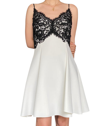Jason Wu Colour-blocked Crepe and Lace Mini Dress - 8