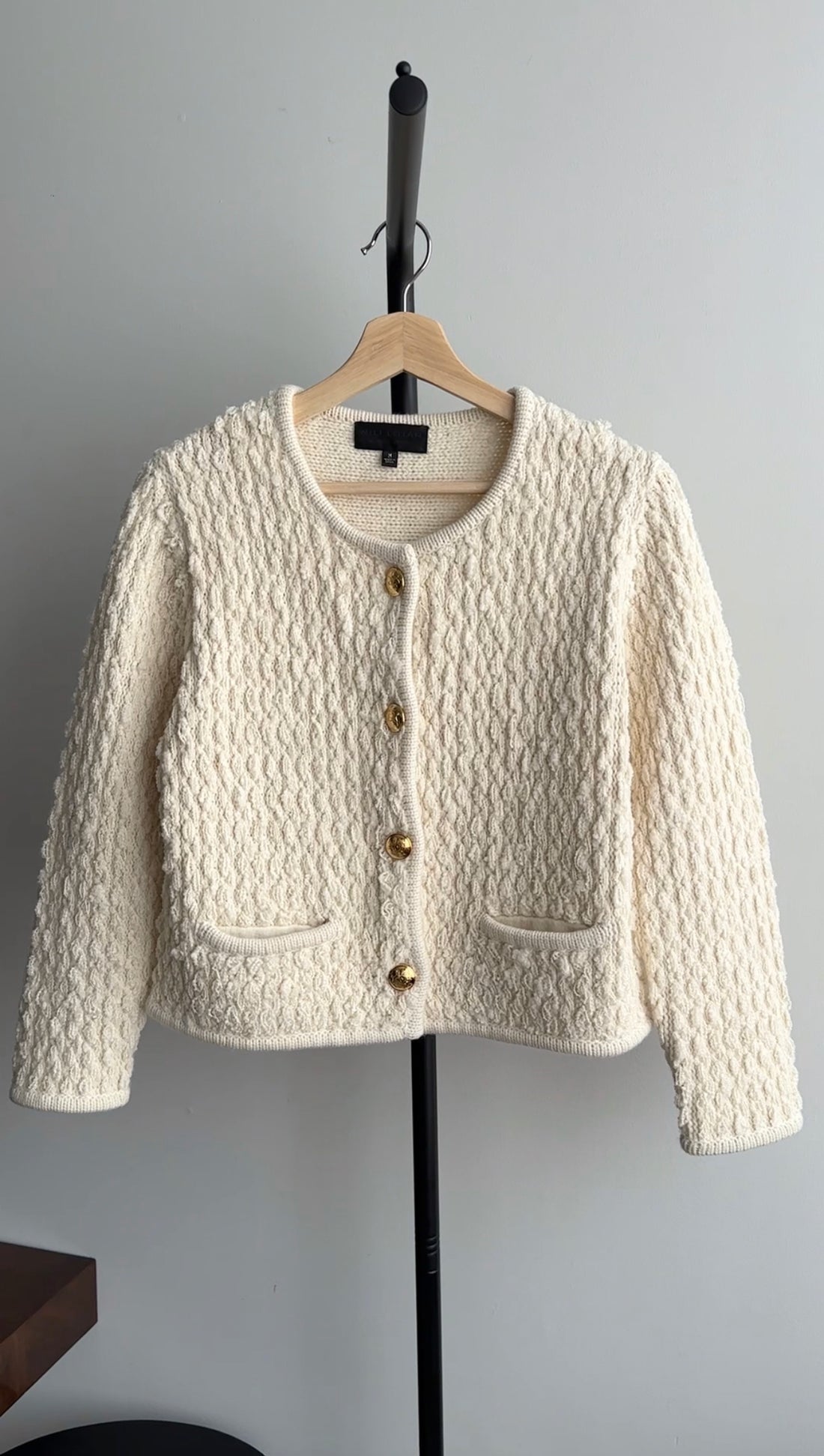 Nili Lotan Bridget Ivory Chunky Wool Knit Jacket - M