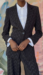 Giorgio Armani Black Navy Zig Zag Pattern 2pc Pants Suit - IT 42 / 6