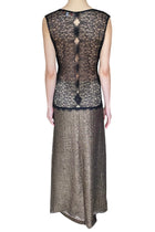 Miau by Clara Rotescu Copper Metallic & Black Lace Sleeveless Gown - 42 / US 4-6