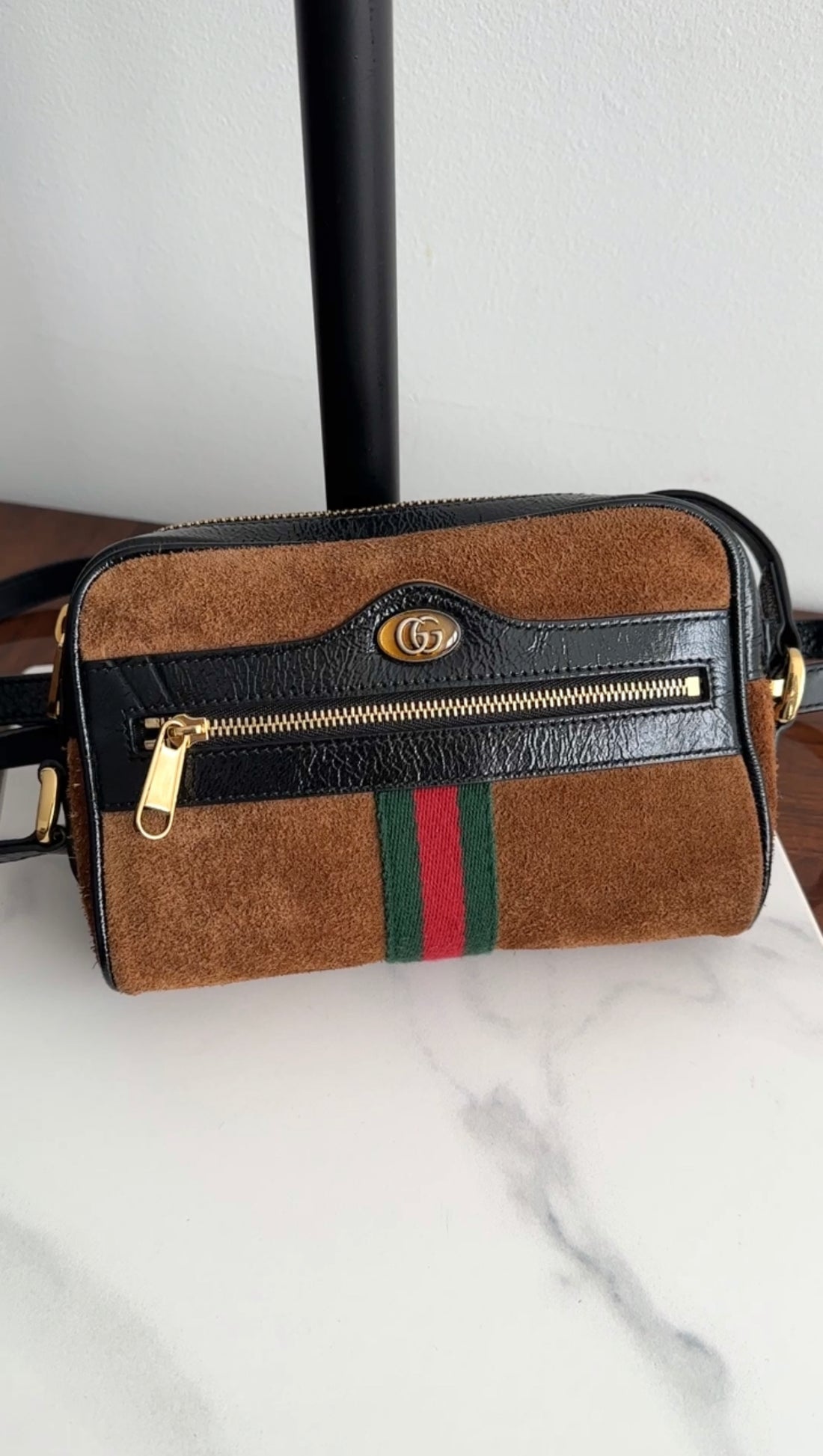 Gucci Brown Suede Ophidia Mini Crossbody Bag