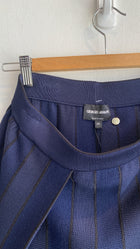 Giorgio Armani Navy Knit Striped Skirt -44