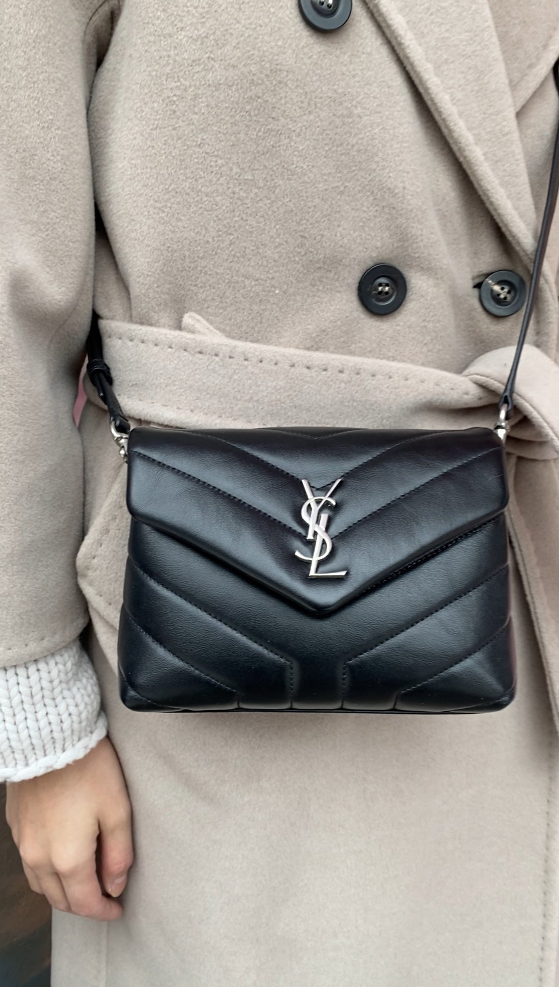 Saint Laurent Black Leather Toy Lou Lou Monogram Quilted Crossbody Bag