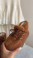 Bogner Cognac Brown Chamonix Shearing Suede Ankle Boots - 7