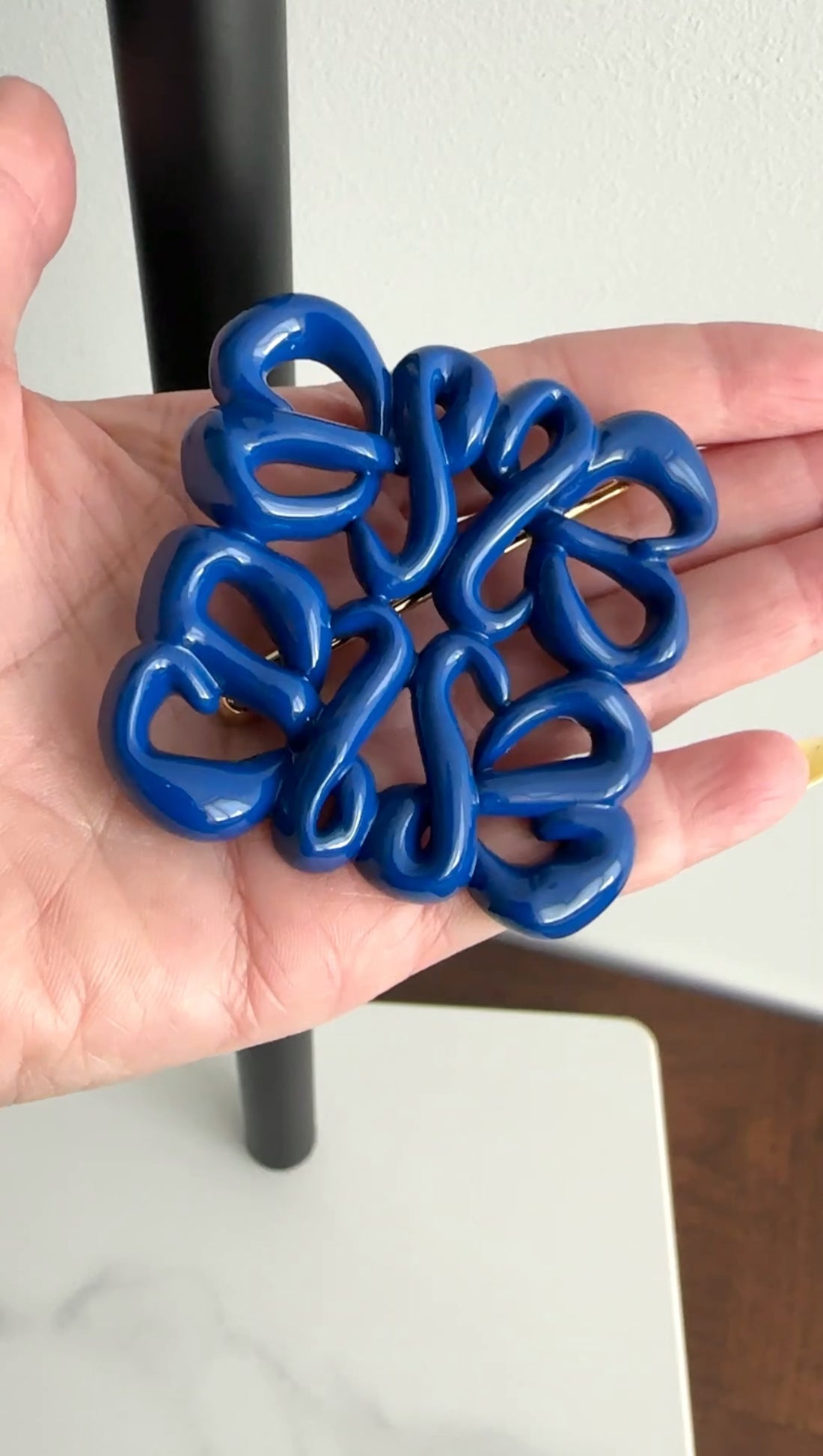 Loewe Pin Loewe Blue Enamel Metal Large Anagram Brooch / Pin – I MISS YOU VINTAGE