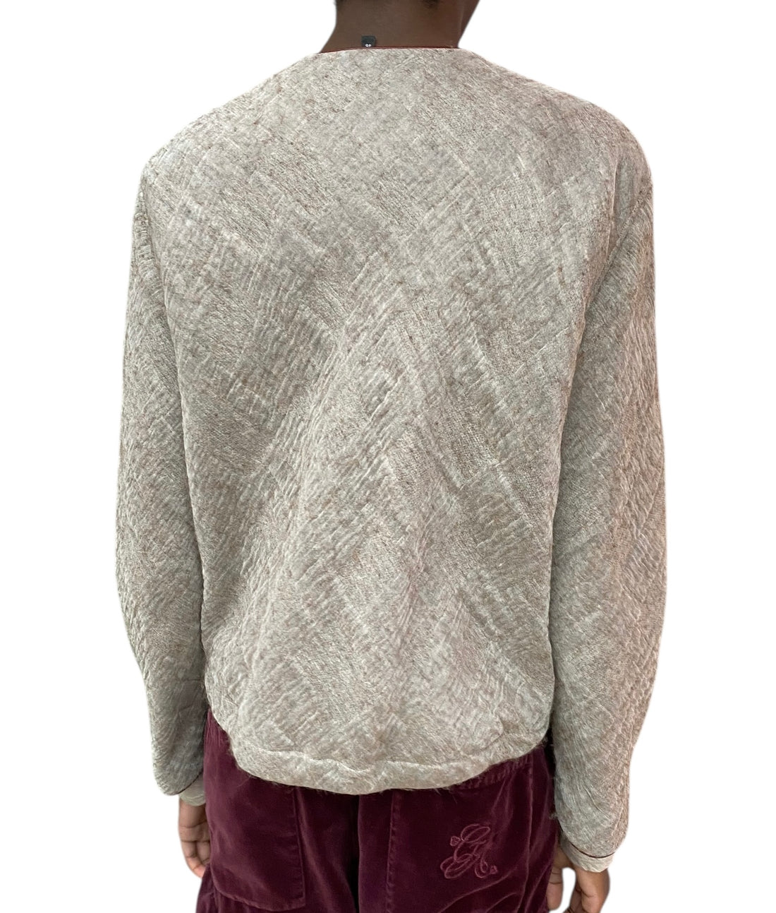 Giorgio Armani Beige & Burgundy Wool Zip Jacket - 42 / US 6