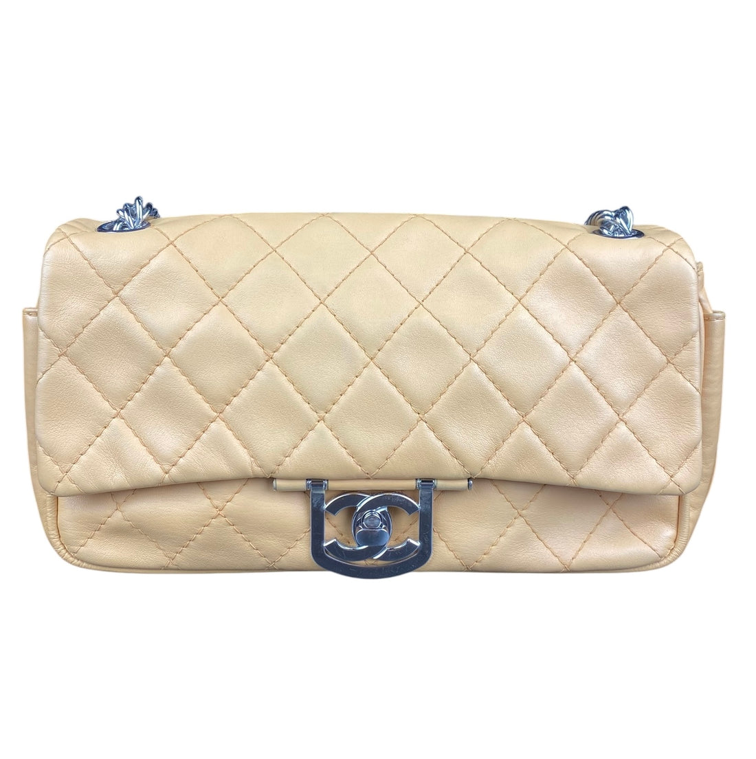 Chanel Beige Lambskin Icons Secret Label Shoulder Bag