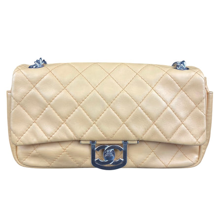 Chanel Beige Lambskin Icons Secret Label Shoulder Bag
