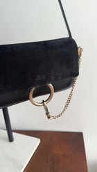 Chloe Faye Small East West Black Suede Leather Crossbody Bag
