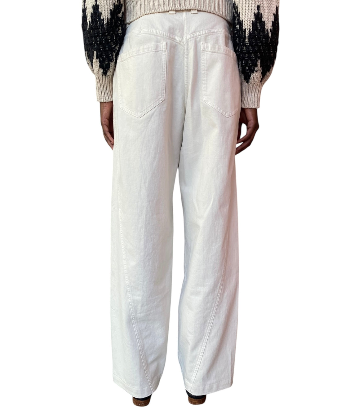 Brunello Cucinelli Ivory Loose Sartorial Straight Leg Denim - US 6