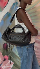 Balenciaga 2009 Black Lambskin Twiggy Moto City Duffle Bag