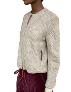 Giorgio Armani Beige & Burgundy Wool Zip Jacket - 42 / US 6