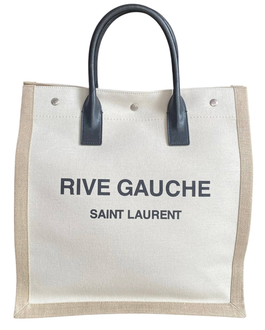 Saint Laurent Beige Canvas Rive Gauche North/South Tote