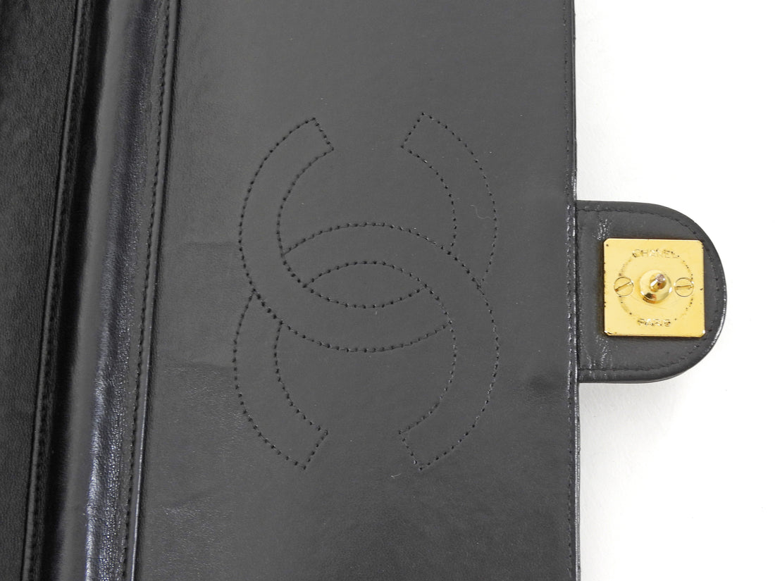 Chanel Black Vintage 1997 Quilted Leather Half Flap Push Lock Bag