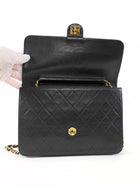 Chanel Black Vintage 1997 Quilted Leather Half Flap Push Lock Bag