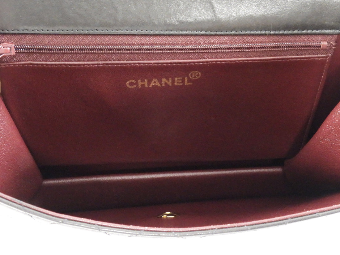 Chanel Black Vintage 1997 Quilted Leather Half Flap Push Lock Bag