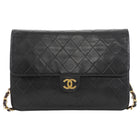 Chanel Black Vintage 1997 Quilted Leather Half Flap Push Lock Bag