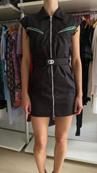 Bottega Veneta Black Nylon Zip Up Shirt Dress - US 0-2