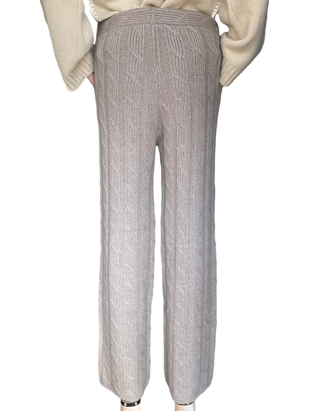 Lisa Yang Beige Cable Knit Cashmere Lounge Trousers - 1 / S-M
