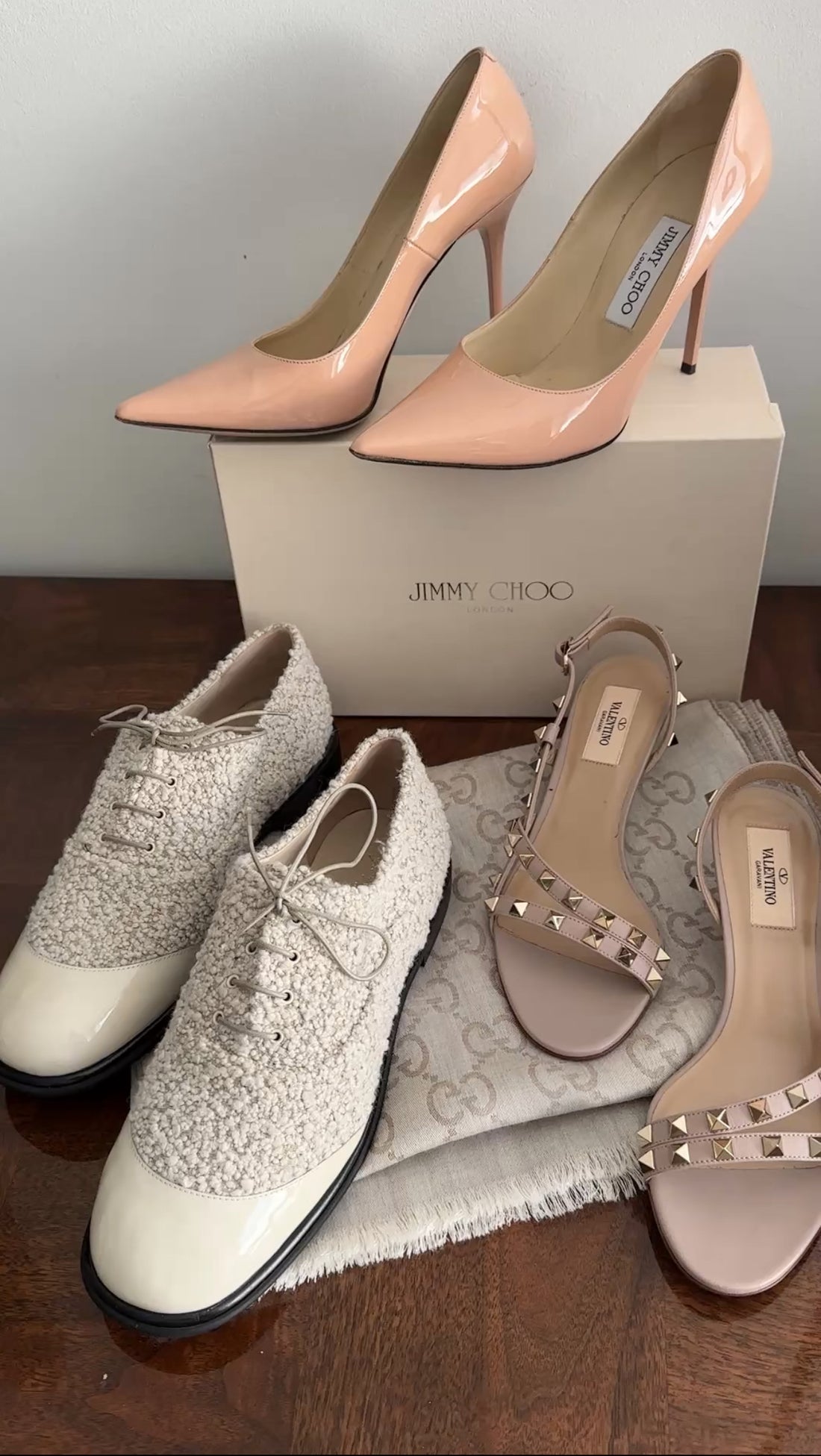 Valentino Rockstud Nude Strappy Slingback Sandals - 36.5