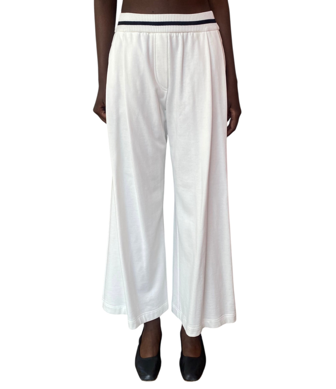 Brunello Cucinelli White French Cotton Terry Wide Leg Pants - S