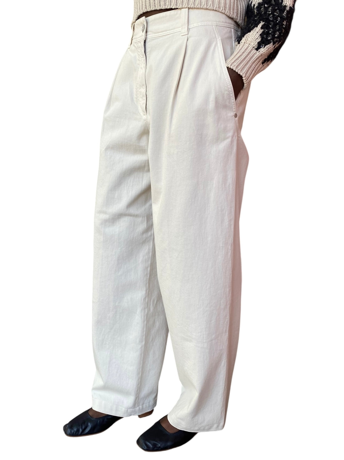 Brunello Cucinelli Ivory Loose Sartorial Straight Leg Denim - US 6