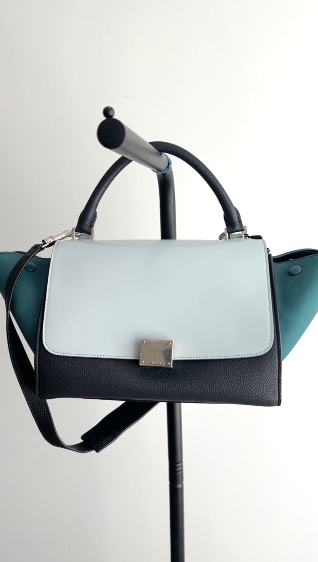 Celine Small Tricolour Blue Trapeze Bag SHW