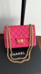 Chanel Hot Cherry Pink Aged Leather Mini 2.55 Reissue Flap Bag