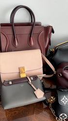 Celine Dark Brown Leather Micro Luggage Tote Bag