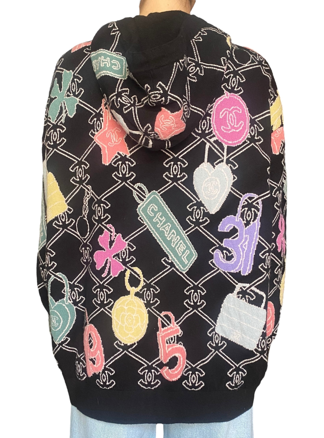 Chanel 2022 Cashmere Lucky Symbols Zip Hoodie Sweater - FR48 / XL