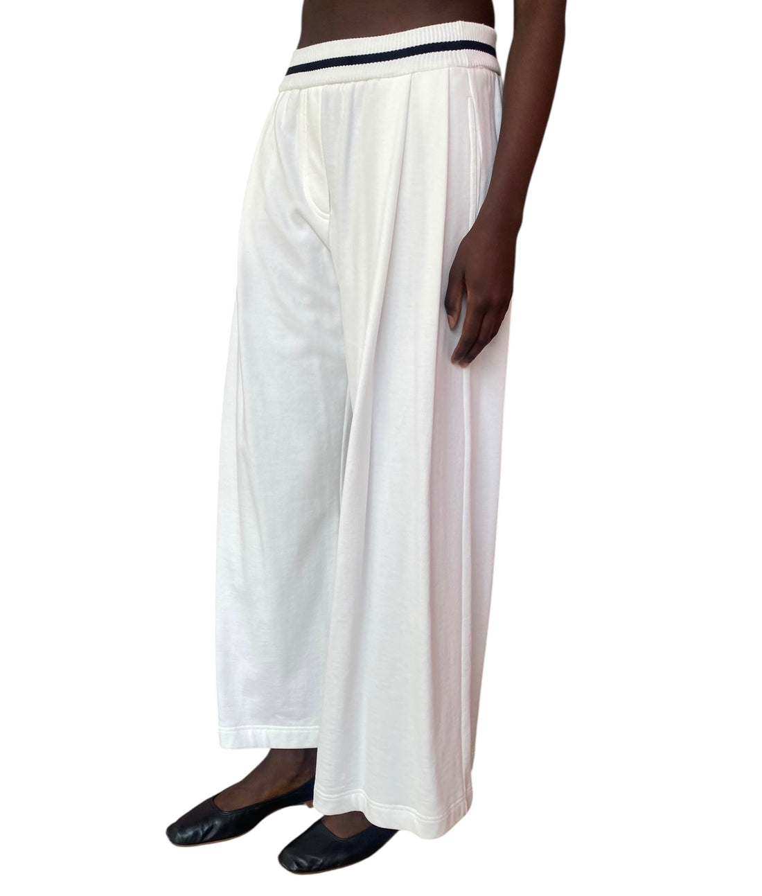 Brunello Cucinelli White French Cotton Terry Wide Leg Pants - S