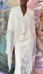Sacai Ivory Sheer Silk overlay Knit Cape - O/S