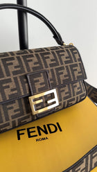 Fendi Brown FF Zucca Medium Two Way Baguette Bag