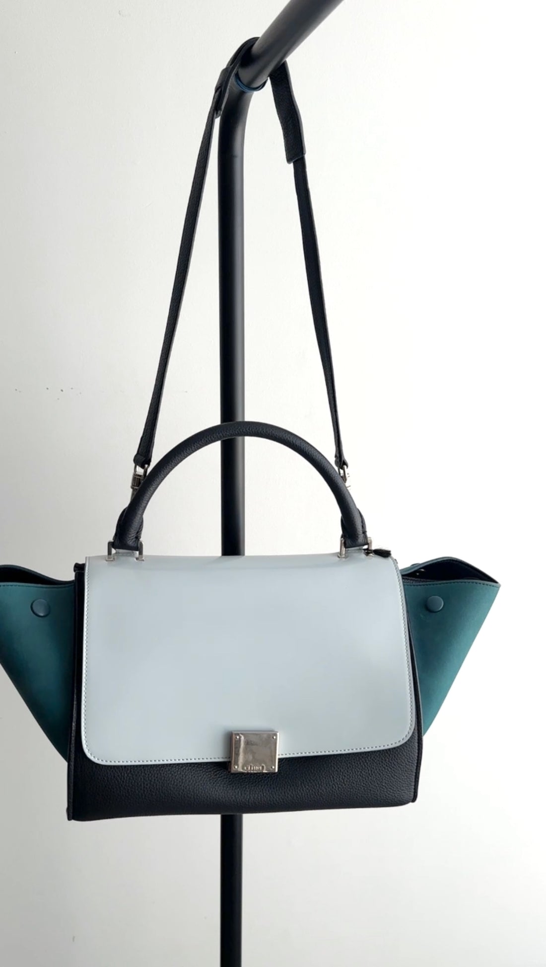 Celine Small Tricolour Blue Trapeze Bag SHW