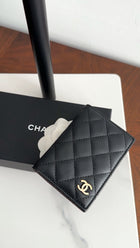 Chanel Black Lambskin Quilted Bifold Card Holder Wallet