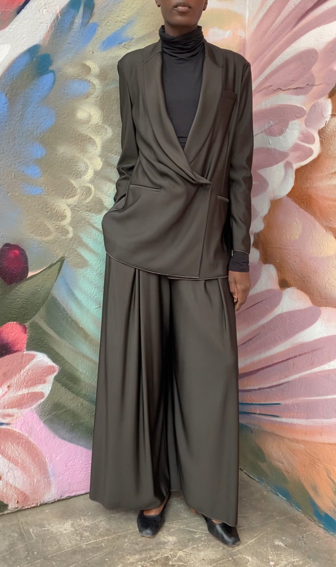 Giorgio Armani Brown Jersey Draped Blazer - 44 / US 8