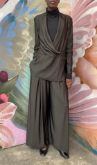 Giorgio Armani Brown Jersey Draped Blazer - 44 / US 8