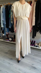 Giambattista Valli Ivory Silk Draped Flutter Sleeve Gown - IT 44 / US 8