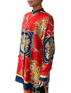 Gucci Red Silk Floral Tassel Print Tunic Shirt - 40 / US 4