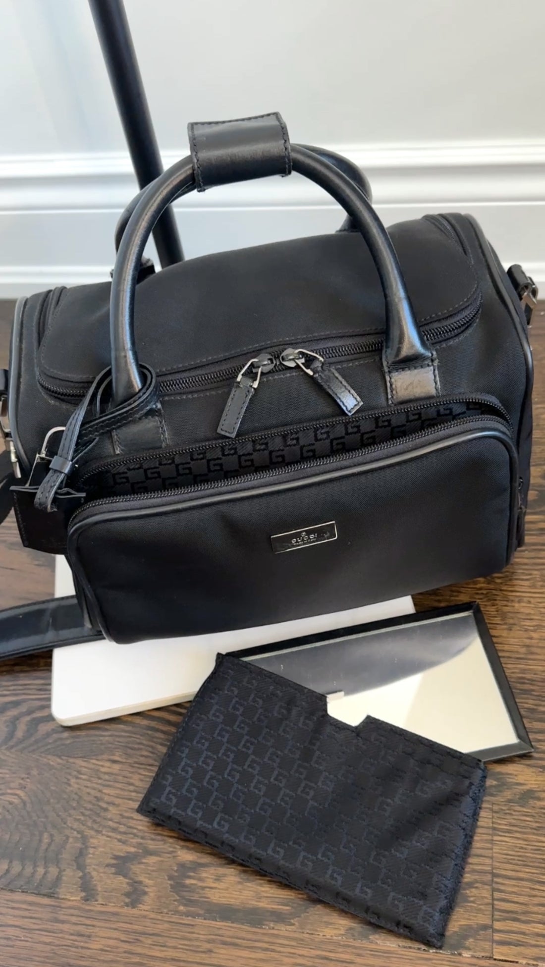 Gucci Vintage Early 2000's Black Nylon Beauty Case Bag