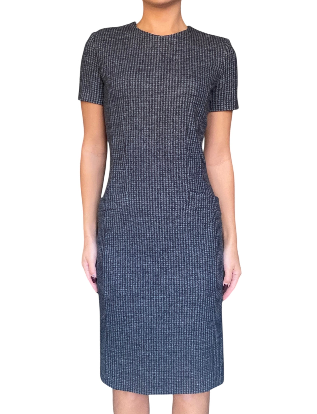 Prada Grey Check Wool Dress - 38 / US 4