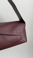 Loewe 2021 Bordeaux Leather Puzzle Shoulder Bag