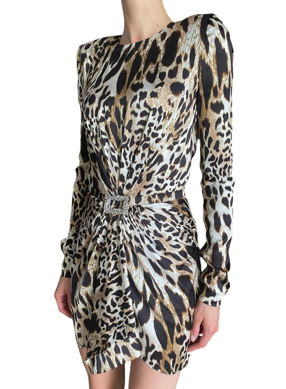 Alexandre Vauthier Crystal Buckle Animal Printed Mini Dress - IT 36 / US 2