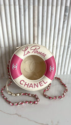 Chanel 2019 C Runway Pink and White La Pausa Lifesaver Round Bag