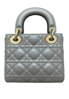 Christian Dior 2020 Pearl Grey Cannage Lambskin Mini Lady Dior Two Way Chain Bag