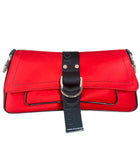 Dior Red Satin Hardcore Mini Rhinestone Chain Bag